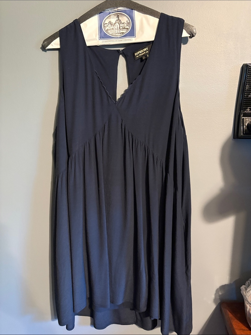 Superdry Navy V-Neck Sleeveless Midi Swing Dress
